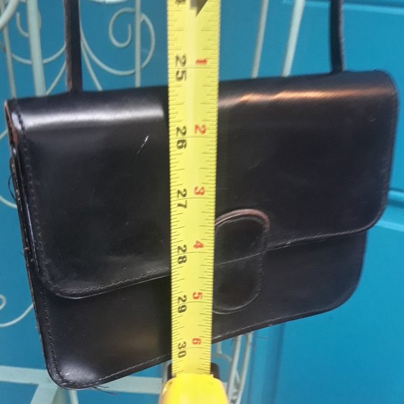 Genuine Leather Crossbody Bag Small with Extra Long Strap Black Rustic Y2K - Picture 10 of 16